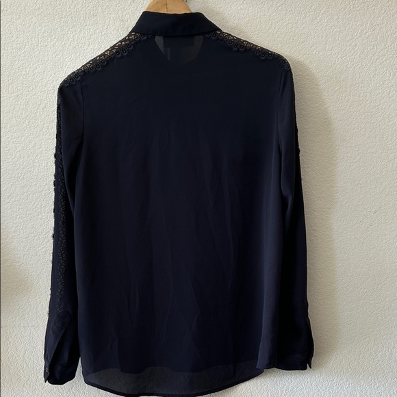 The Kooples Navy Blouse with Lace Detail size S - Picture 4 of 6